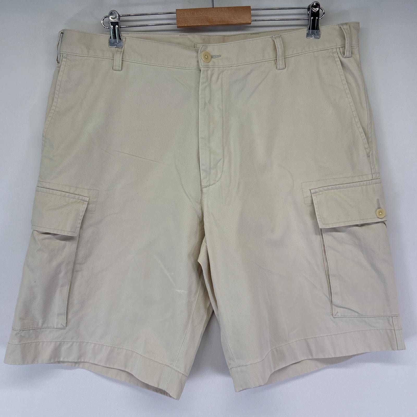古着 ノーティカ NAUTICA ショートパンツ カーゴショーツ 半ズボン ハーフパンツ 短パン 大きいサイズ ワンポイント w38  ベージュ系 メンズ