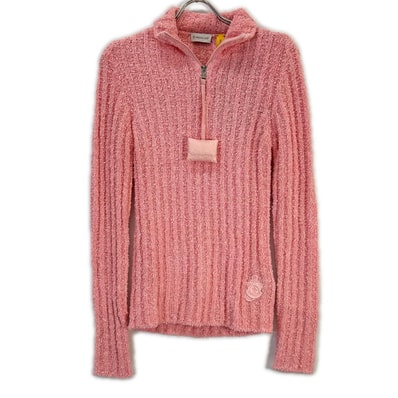 モンクレール 【GENIUS】×JW ANDERSON 22AW CICLSTA TORICOT ピンク ウール混 コラボロゴ ハーフジップパイルリブニットプルオーバー S