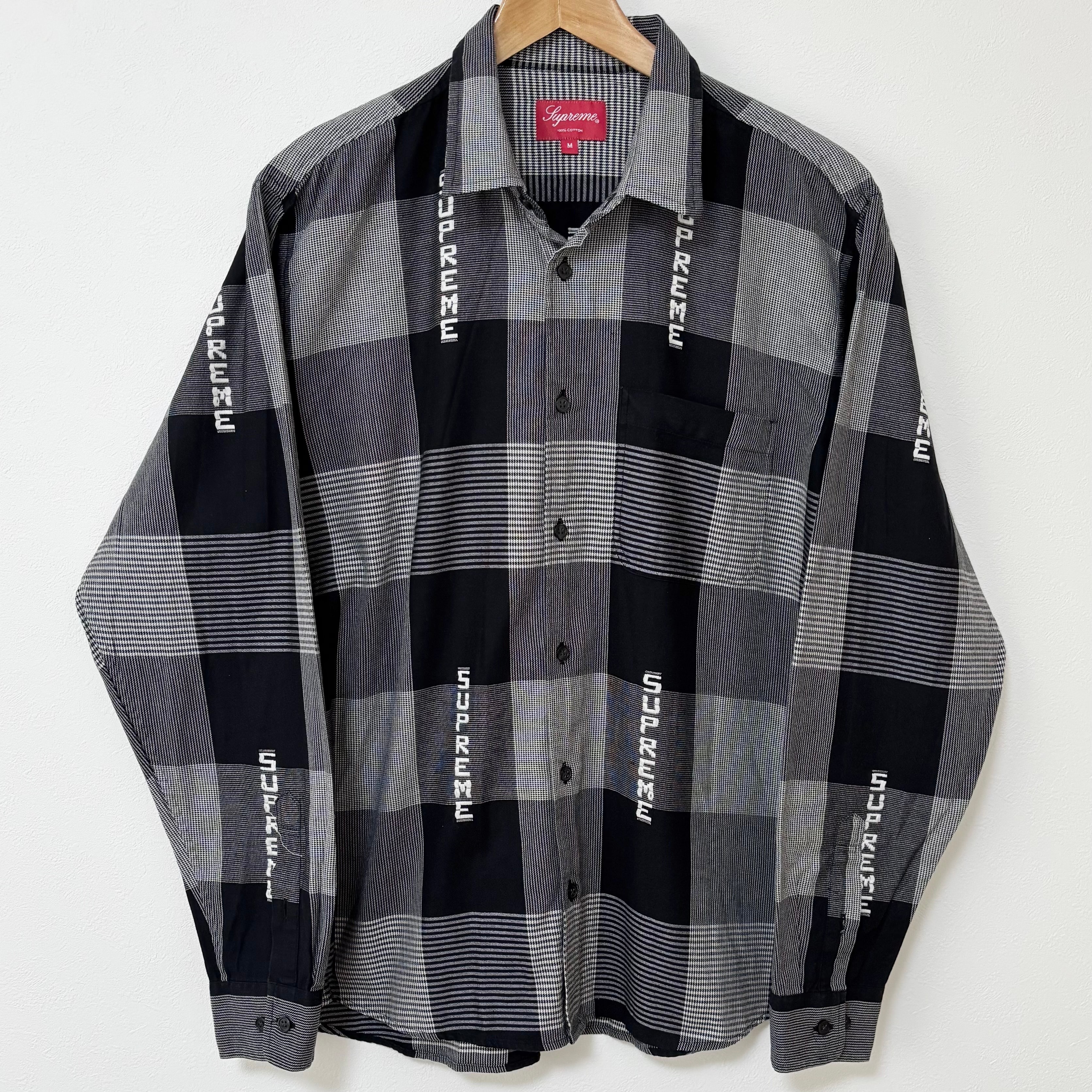 Supreme Logo Plaid Shirt "Black"