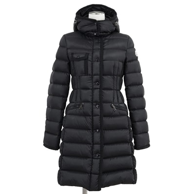 MONCLER モンクレール HERMINE GIUBBOTTO ダウンジャケット サイズ 0 レディース エルミンヌ ロゴ ワッペン ダブルジップ フード 取り外し可能 コート アウター ブラック 黒 ルーマニア製
