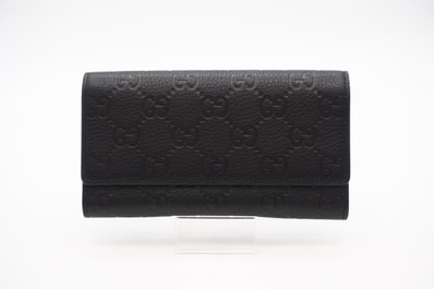 極美品 GUCCI グッチ GGエンブレム コンチネンタルウォレット 815922 長財布 ブラック レザー メンズ