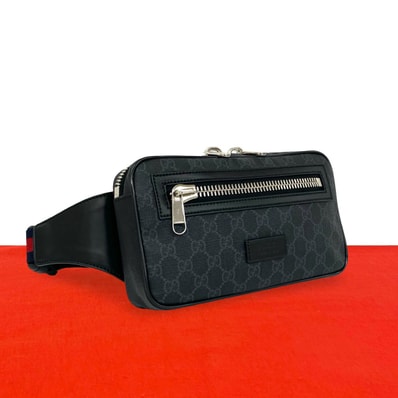GUCCI グッチ シェリーライン GG 柄 ロゴ レザー PVC ボディバッグ ブラック
32223