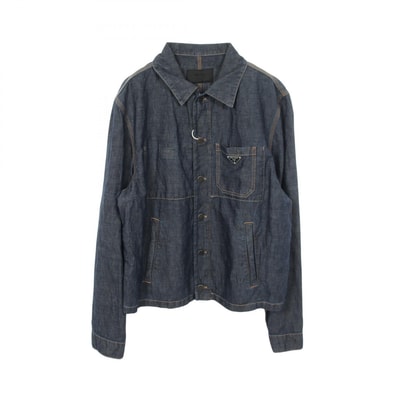 プラダ PRADA シャンブレーブルゾン 衣料品 アウター ファブリック コットン メンズ ネイビー系 GEB254 【中古】