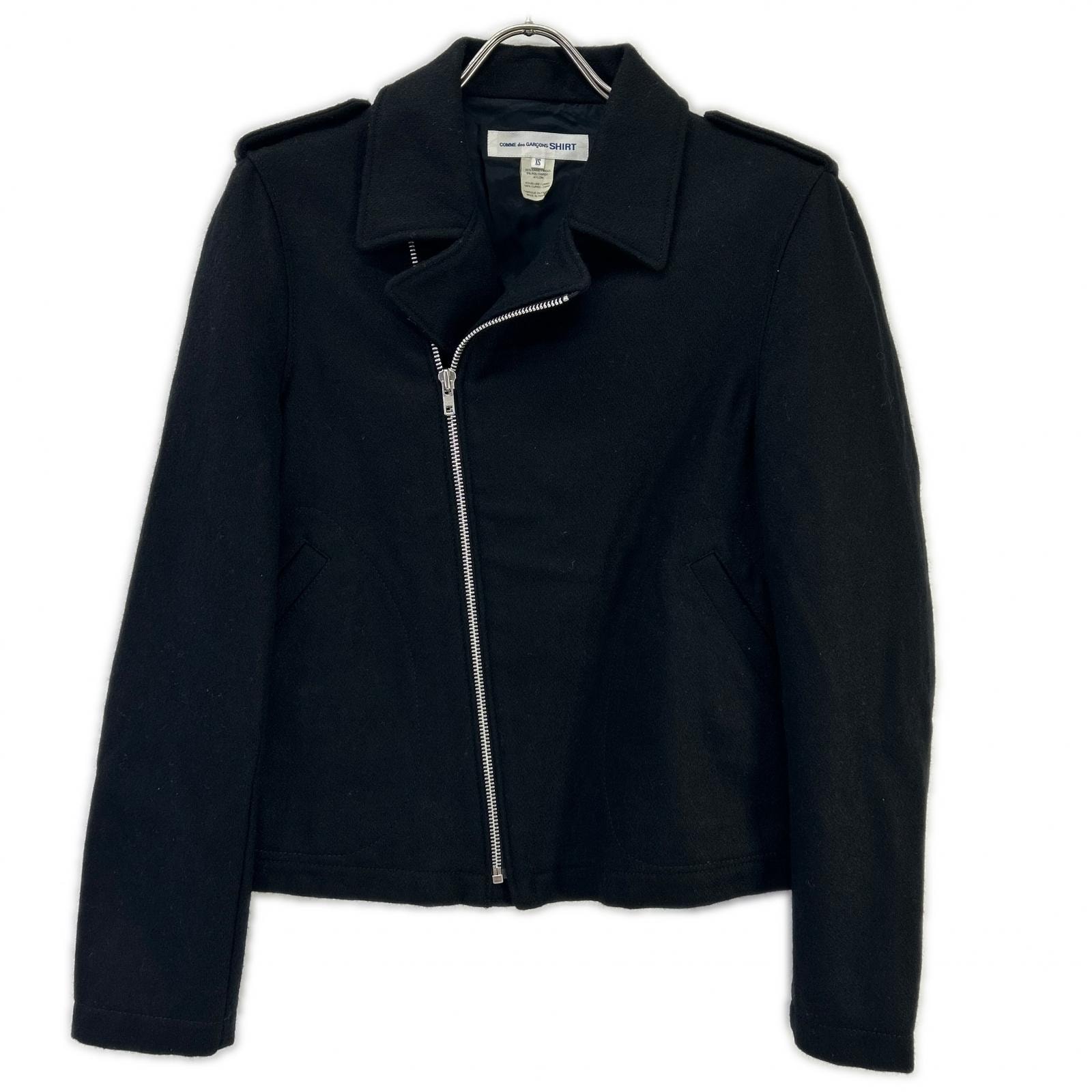 コムデギャルソンシャツ 11AW W19138 ブラック ウール ダブルライダースジャケット XS