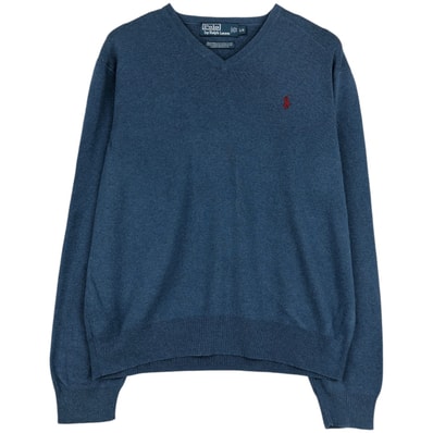 古着 ラルフローレン Ralph Lauren POLO by Ralph Lauren Vネック ピマコットンニットセーター メンズL相当/eaa617960