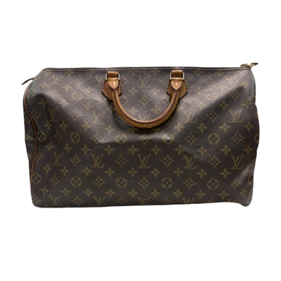 LOUIS VUITTON ルイヴィトン モノグラム スピーディ ブラウン ゴールド金具 PVC レザー/ ハンドバッグ ミニボストンバッグ S1-00074 【中古】