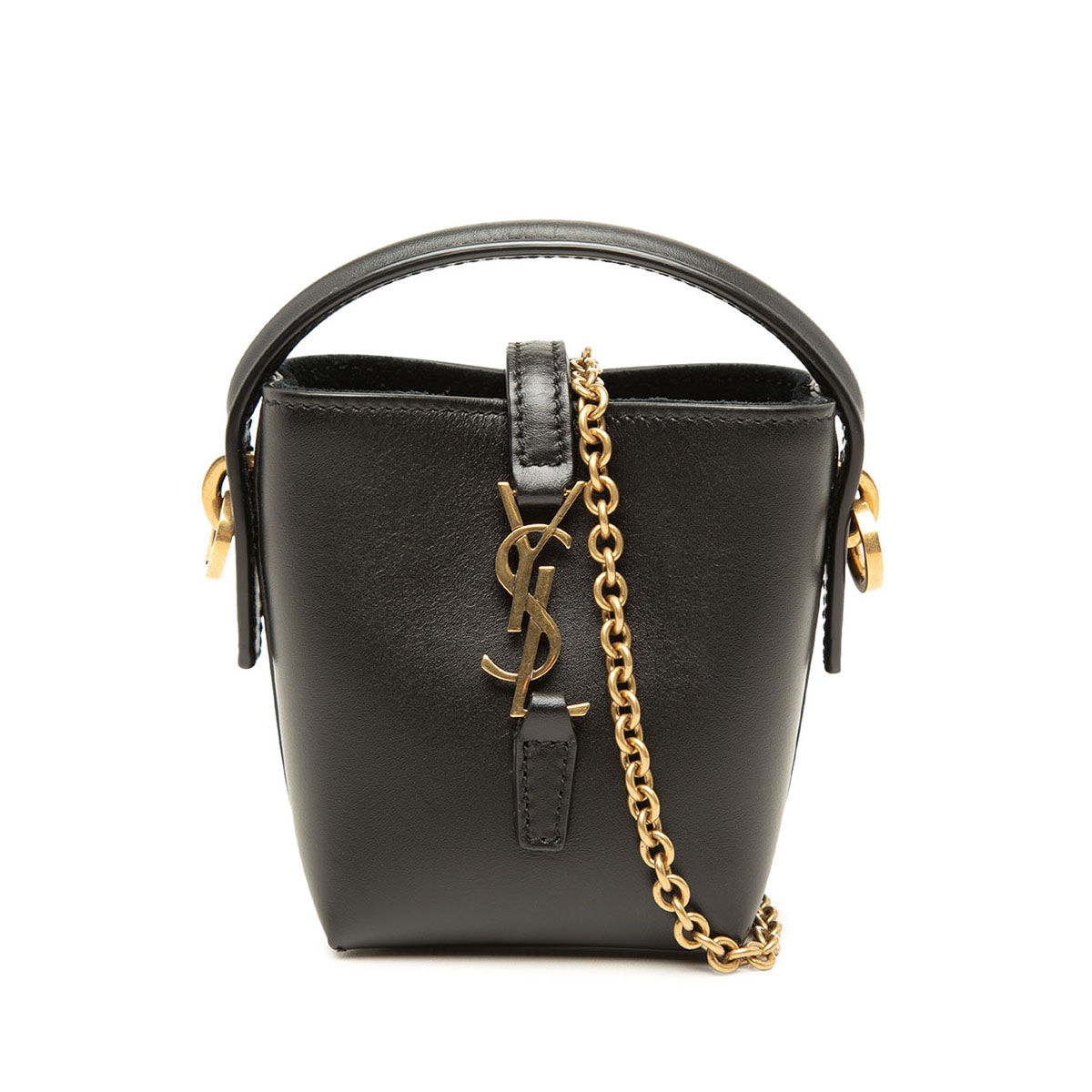 サンローラン ミニ ハンドバッグ 2WAY チェーン ショルダーバッグ ブラック レザー レディース SAINT LAURENT 中古