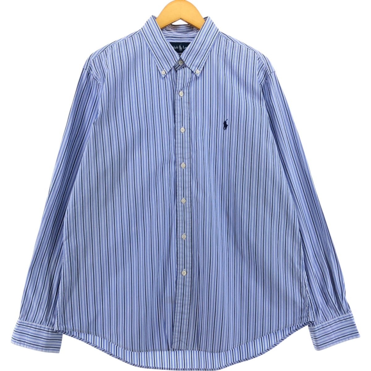 古着 ラルフローレン Ralph Lauren CUSTOM FIT 長袖 ボタンダウンストライプシャツ メンズXL相当/eaa521566