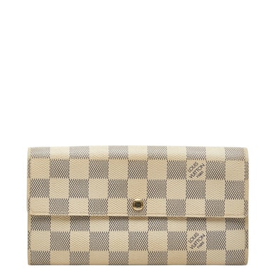 ルイ ヴィトン ダミエ アズール ポルトフォイユ サラ 長財布 N61735 ホワイト PVC レザー レディース LOUIS VUITTON 【中古】
