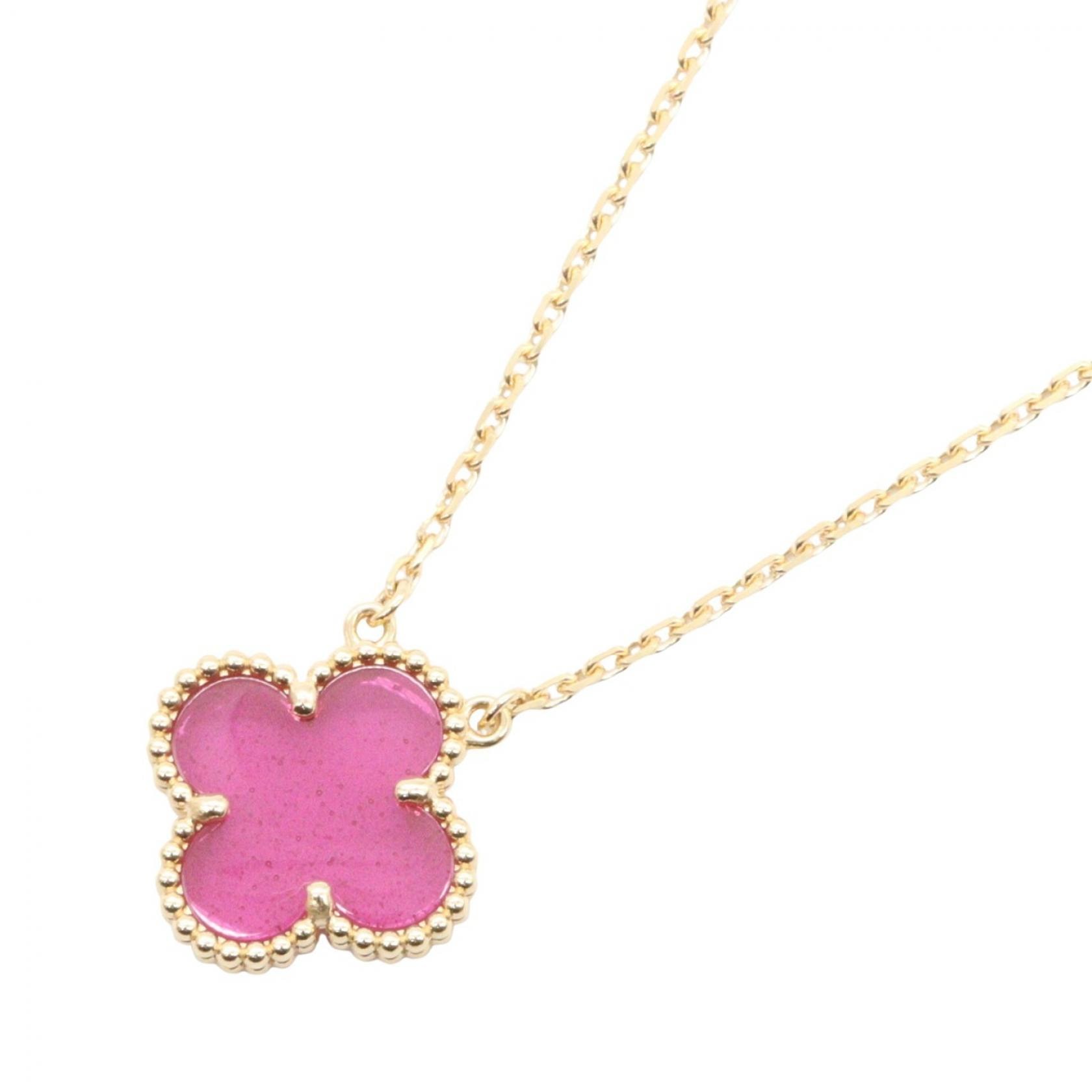 ヴァンクリーフ&アーペル Van Cleef & Arpels ヴィンテージアルハンブラネックレス ネックレス ジュエリー K18(イエローゴールド) エナメル レディース ゴールド系 / ピンク系 VCARPQZI00 【中古】