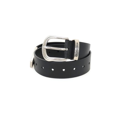 【中古】バレンシアガ BALENCIAGA レザー ベルト ブラックxシルバー【レディース】