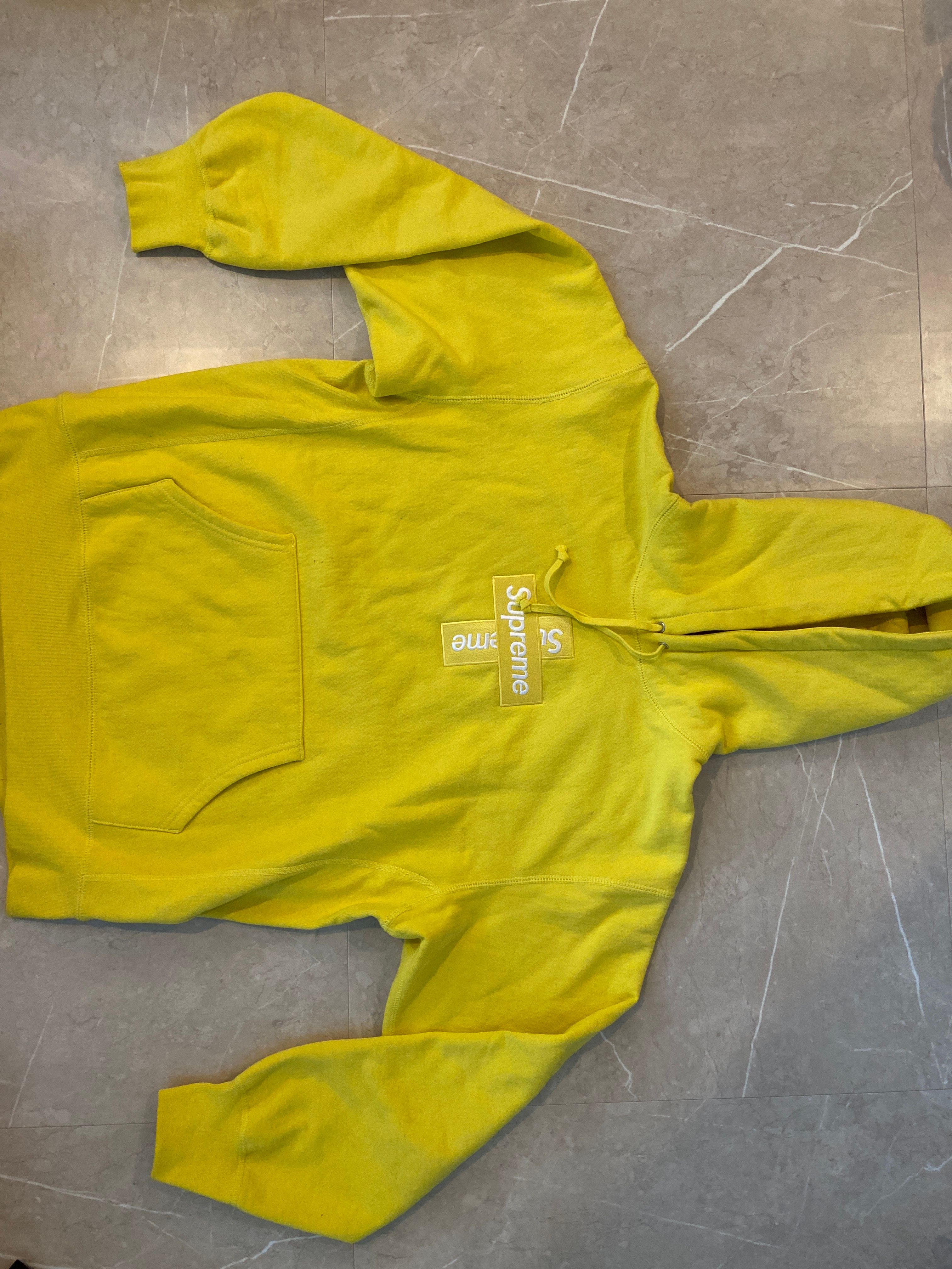 Supreme Cross Box Logo Hooded Sweatshirt "Yellow"