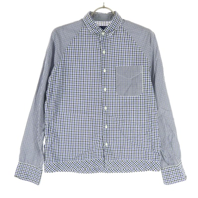 BEAMS ビームス ギンガムチェック柄 長袖 シャツ ブルー系