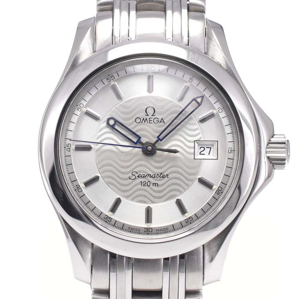 オメガ OMEGA 2571.31 シーマスター 120M デイト シルバー クォーツ レディース 美品 腕時計 J#149837