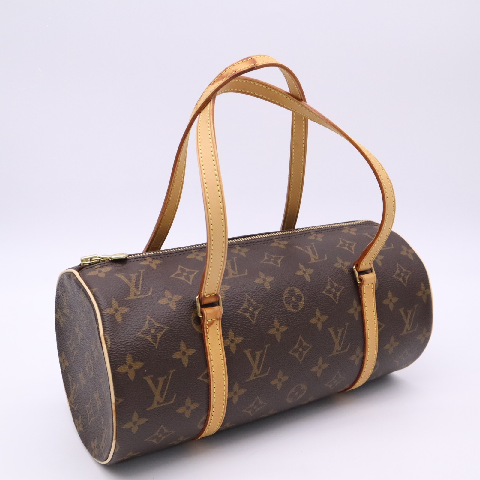 LOUIS VUITTON ルイ・ヴィトン モノグラム パピヨン30 M51385 ハンドバッグ ブラウン ベージュ コーティングキャンバス レザー レディース