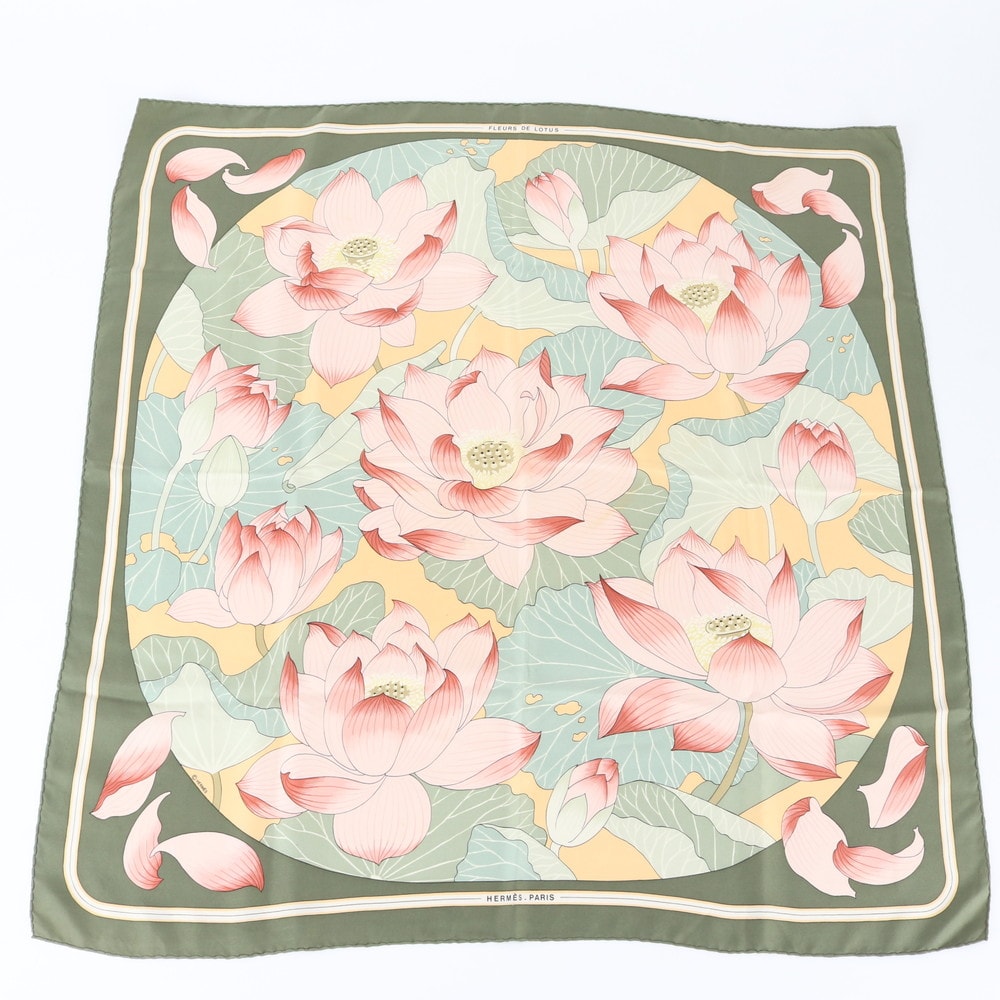 A (未使用に近い)】エルメス レクタングル スカーフ シルク カシミヤ