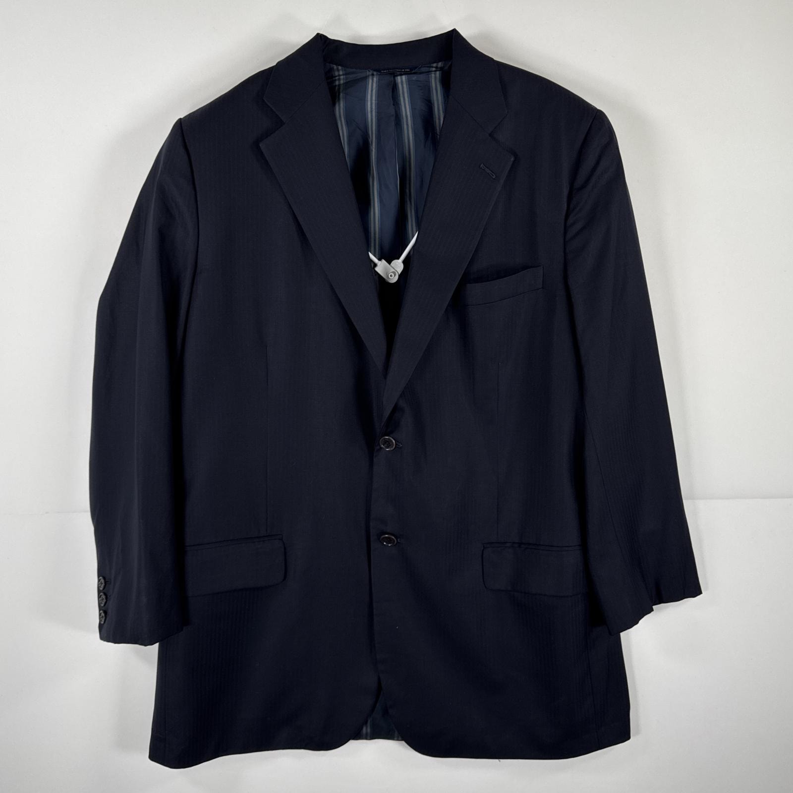 古着 ブルックスブラザーズ Brooks Brothers USA製 テーラードジャケット ブレザー スーツ 大きいサイズ  ネイビー 無地 メンズ