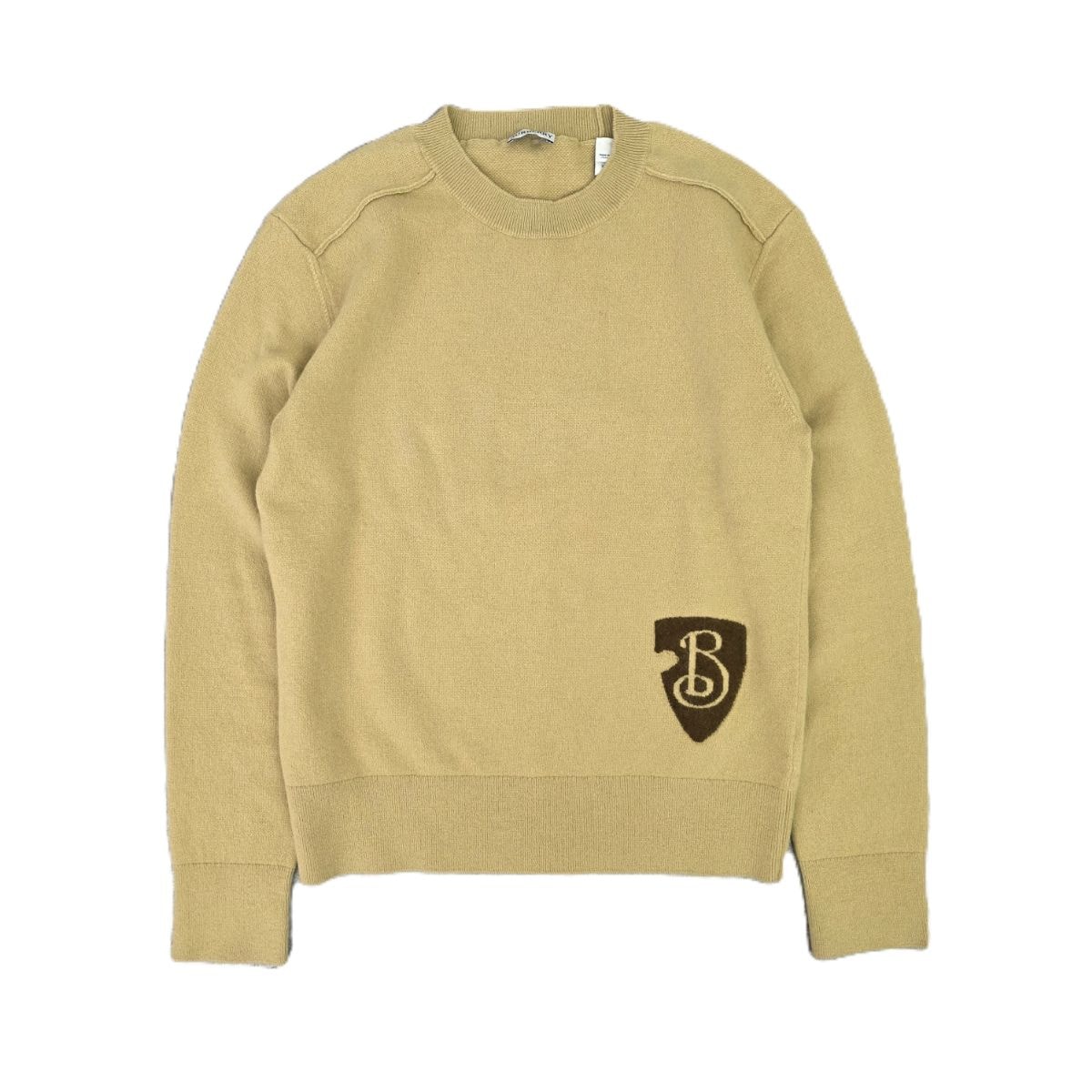 BURBERRY バーバリー ウール アルパカ混 B エンブレム シールド ロゴ セーター ニット 8099922 XS ウール アルパカ ベージュ  メンズ【中古】