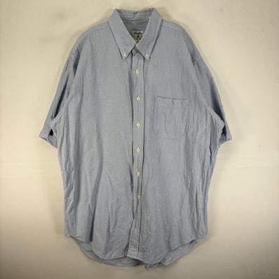 古着 ブルックスブラザーズ Brooks Brothers シアサッカー 半袖シャツ ボタンダウン 胸ポケット L ブルー系 ストライプ メンズ