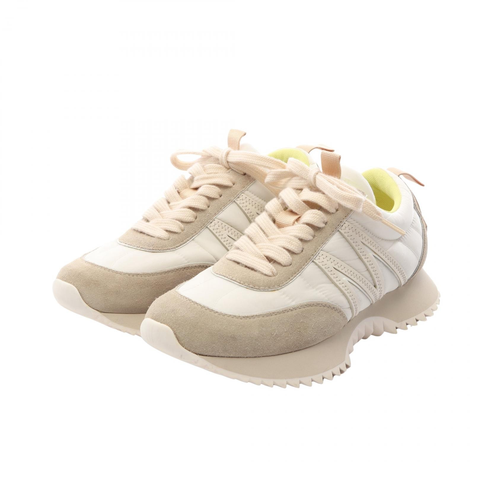 モンクレール MONCLER PACEY スニーカー 靴 スウェード ファブリック レディース ホワイト系 / ベージュ系 【中古】