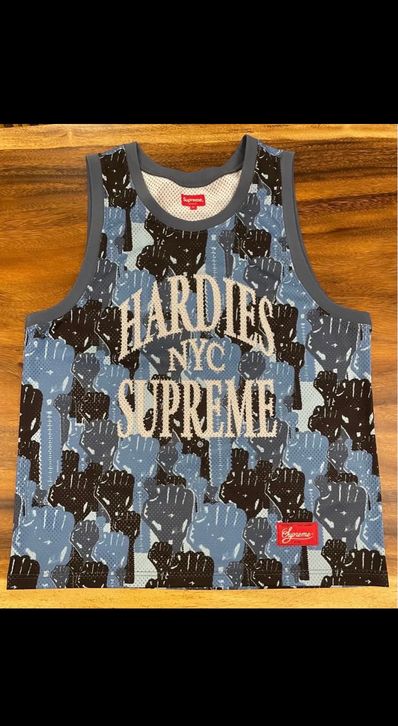 Supreme / Hardies Camo Basketball Jersey "Blue"