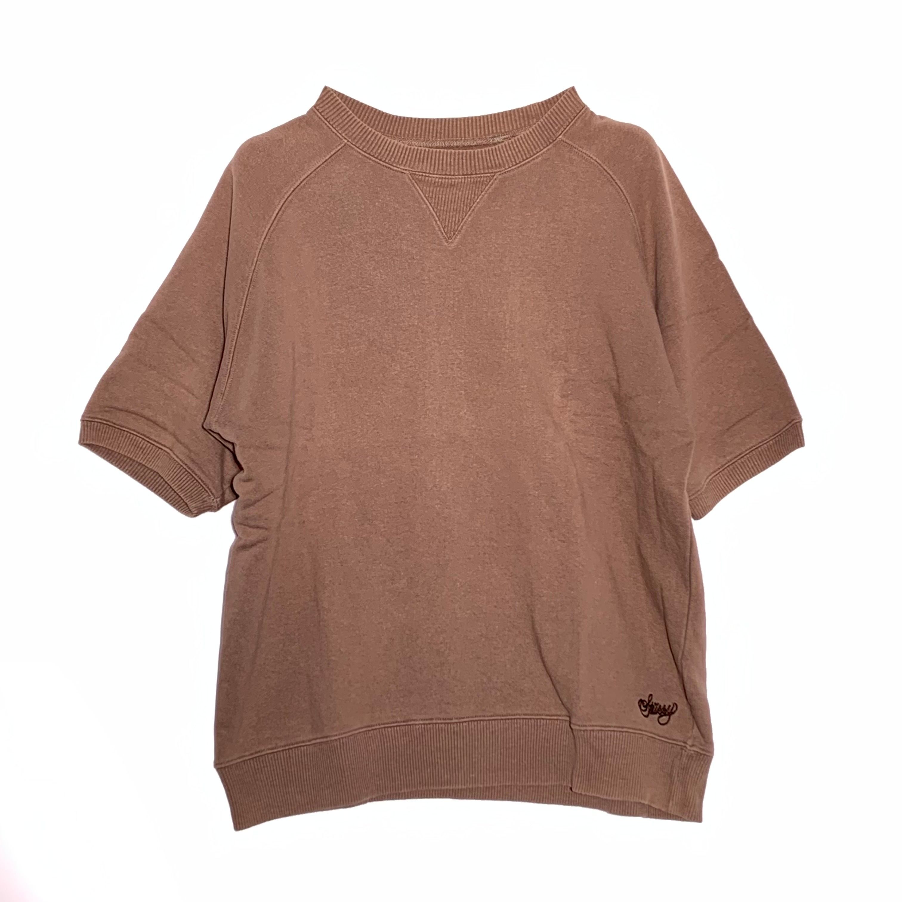 stussy 90’s チェーンステッチロゴ 半袖スウェット ブラウン