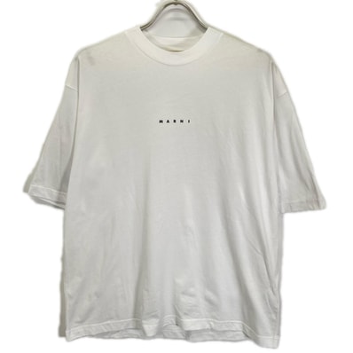 マルニ HUMU0223P1 USCS87 ホワイト ちびロゴT モックネックTシャツ 48