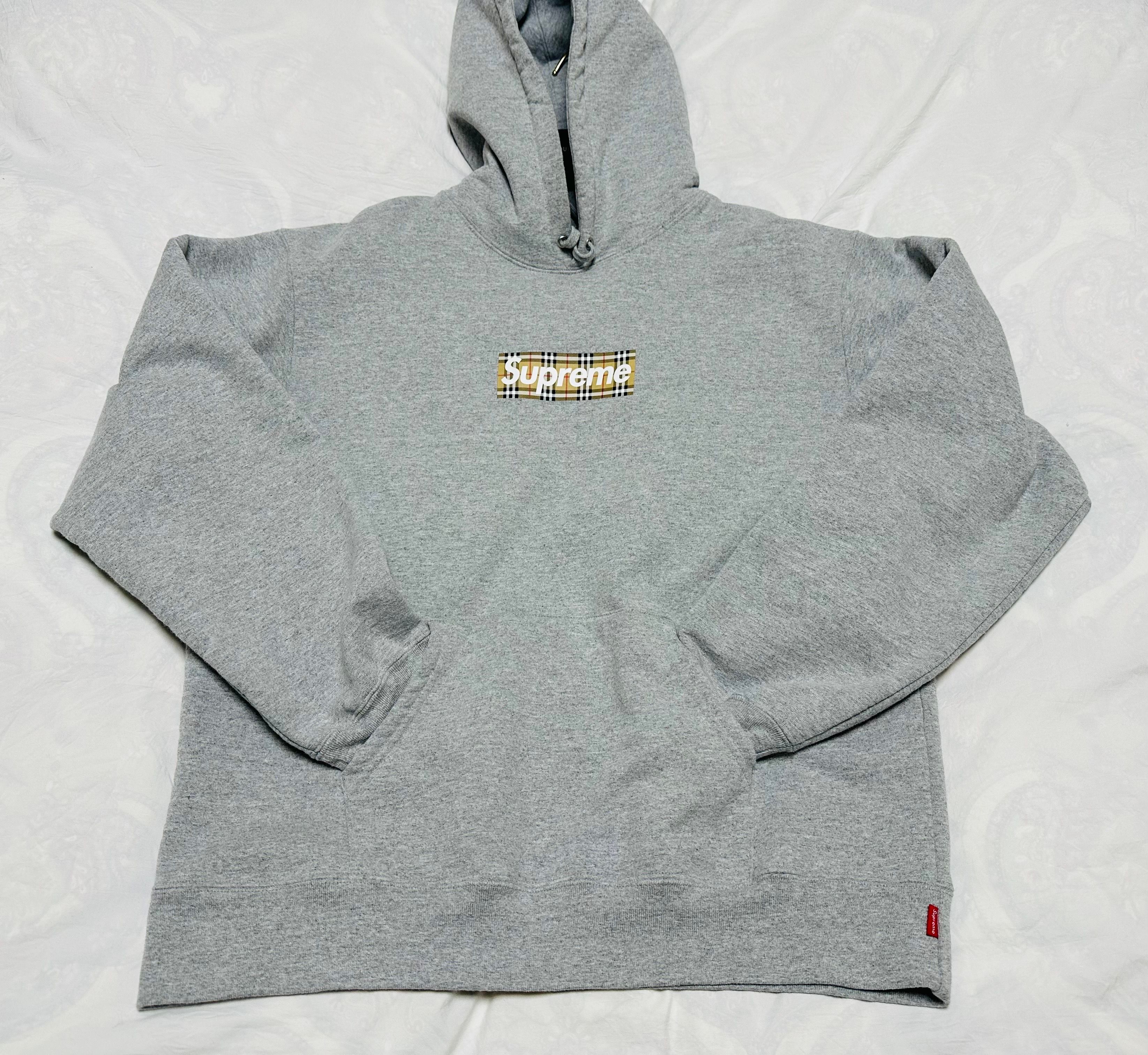 Supreme / Burberry Box Logo Hooded Sweatshirt "Heather Grey"