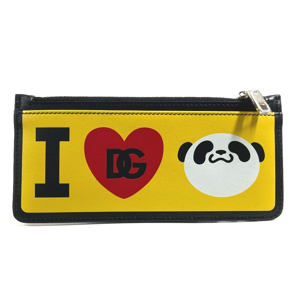 ドルガバ DOLCE&GABBANA パンダ フラグメントケース 呪術廻戦コラボ 財布 小銭入れ コインケース レザー ブラック 新品同様