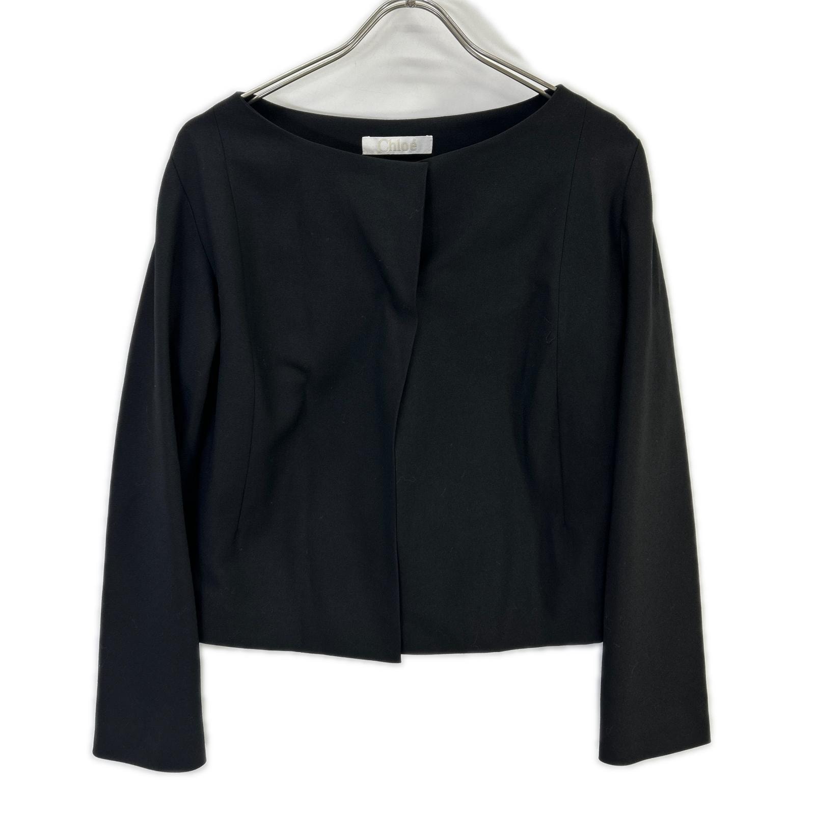 クロエ 19AVE39-9A061 ブラック バックリボン ノーカラージャケット 36