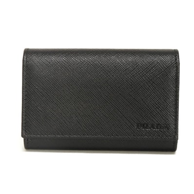PRADA プラダ サフィアーノ 6連 キーホルダー カーフ ブラック キーリング スナップボタン カードポケット 未使用 ロゴ エンボス ネロ キーケース 2PG002 053 F0002
