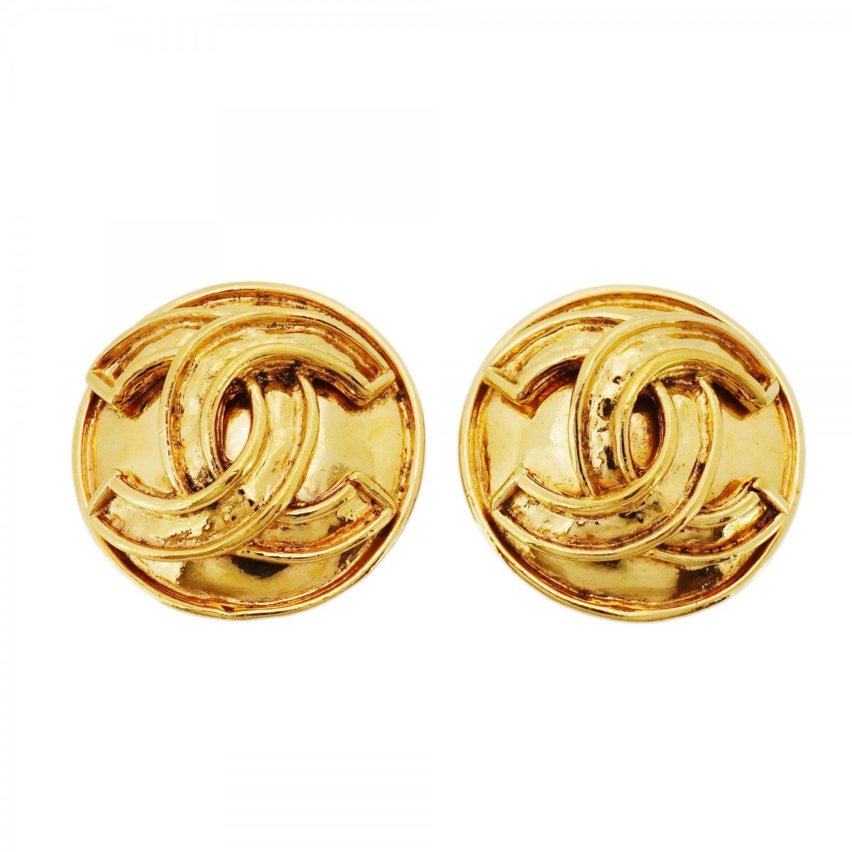 【6jdb0302-k】シャネル イヤリング ヴィンテージ ココマーク 丸型 サークル GPメッキ ゴールド【中古】レディース