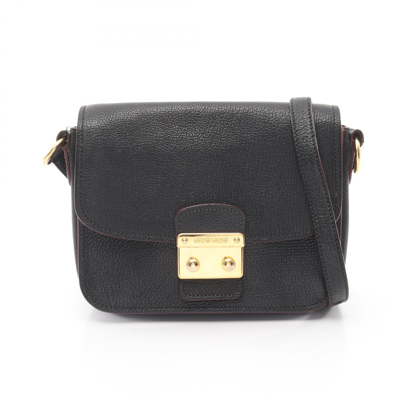 ミュウ ミュウ Miu Miu MADRAS BICOLORE マドラス ショルダーバッグ バッグ レザー レディース ブラック系 RTC460 【中古】