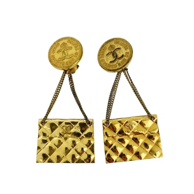 CHANEL シャネル マトラッセ バッグ コイン ココ ヴィンテージ ゴールド レディース イヤリング