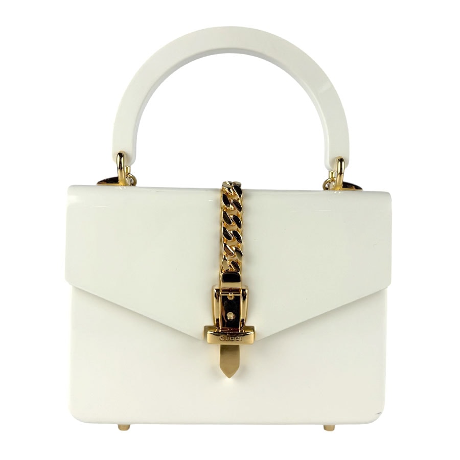 グッチ GUCCI ハンドバッグ ショルダーバッグ シルヴィ アクリル アイボリー レディース 589482【中古】 z8203