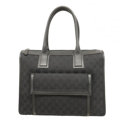 【6dc3926】グッチ ハンドバッグ GGキャンバス 000 0854 キャンバス ブラック ゴールド金具【中古】レディース