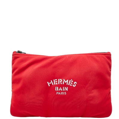 エルメス ネオバン トゥルース フラットMM ポーチ 小物入れ ルージュカザック レッド ポリアミド/エラスタン レディース HERMES 【中古】
