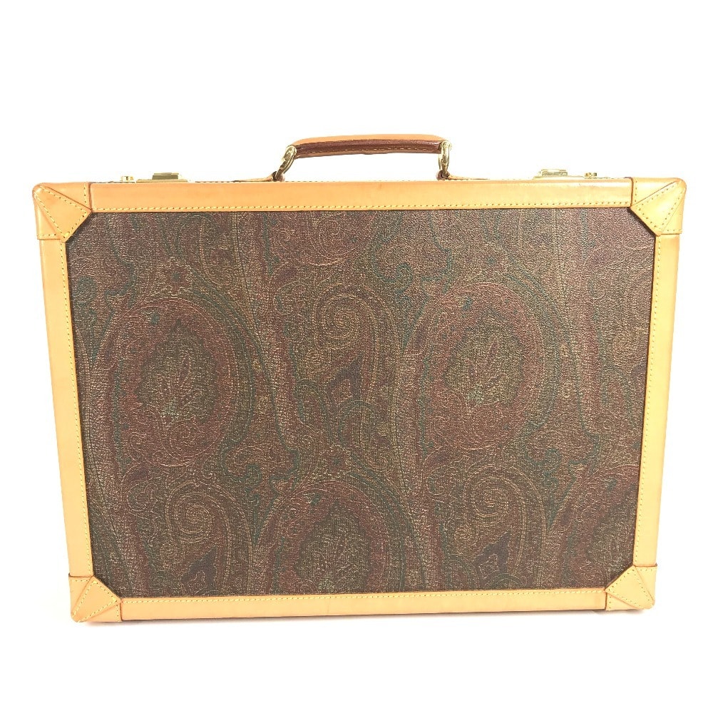 エトロ ETRO ペイズリー柄 ロゴ ハンドバッグ BOX ボックス カバン インテリア トランク レザー ブラウン