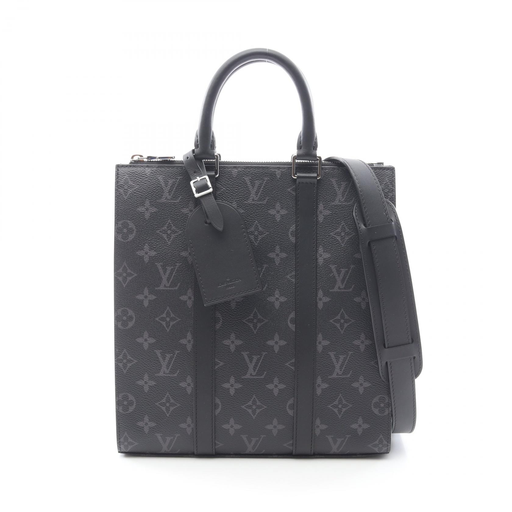 ルイ・ヴィトン LOUIS VUITTON サックプラ クロス ハンドバッグ バッグ PVCコーティングキャンバス レザー モノグラム・エクリプス メンズ ブラック系 M46456 【中古】