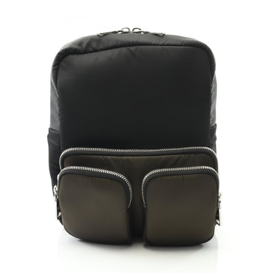 プラダ PRADA TESSUTO POCKET リュックサック バックパック バッグ ナイロン レディース ブラック系 / カーキ系 2VZ043 【中古】