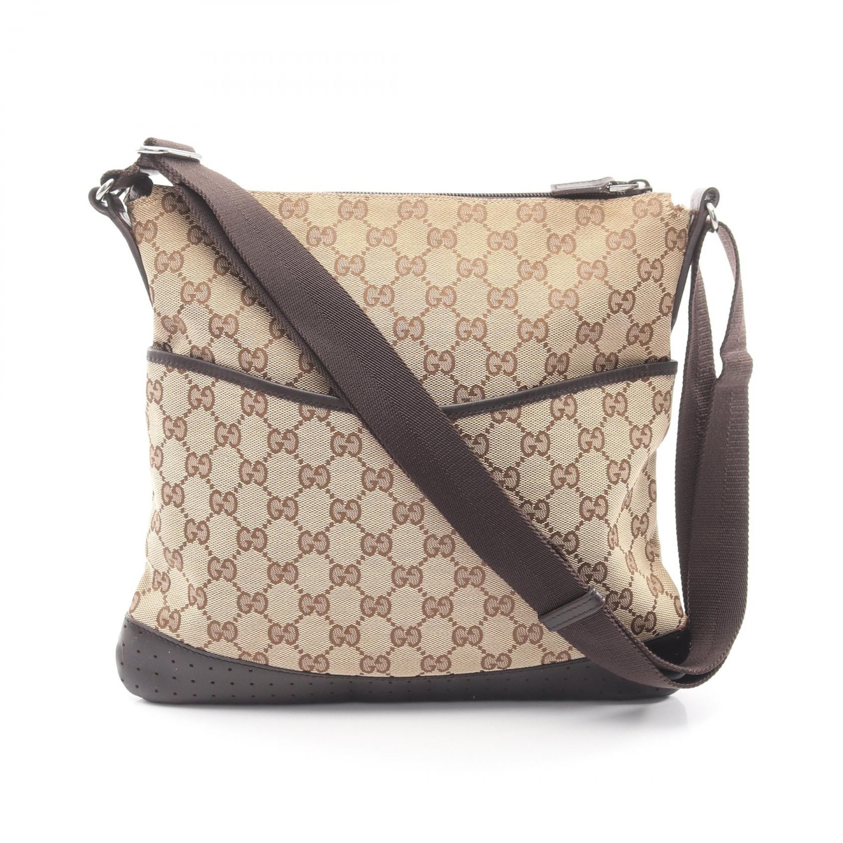 グッチ GUCCI GGキャンバス ショルダーバッグ バッグ キャンバス レザー レディース ベージュ系 / ブラウン系 145857 【中古】