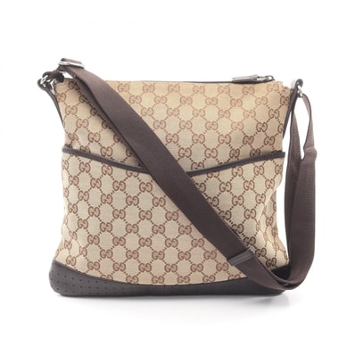 グッチ GUCCI GGキャンバス ショルダーバッグ バッグ キャンバス レザー レディース ベージュ系 / ブラウン系 145857 【中古】