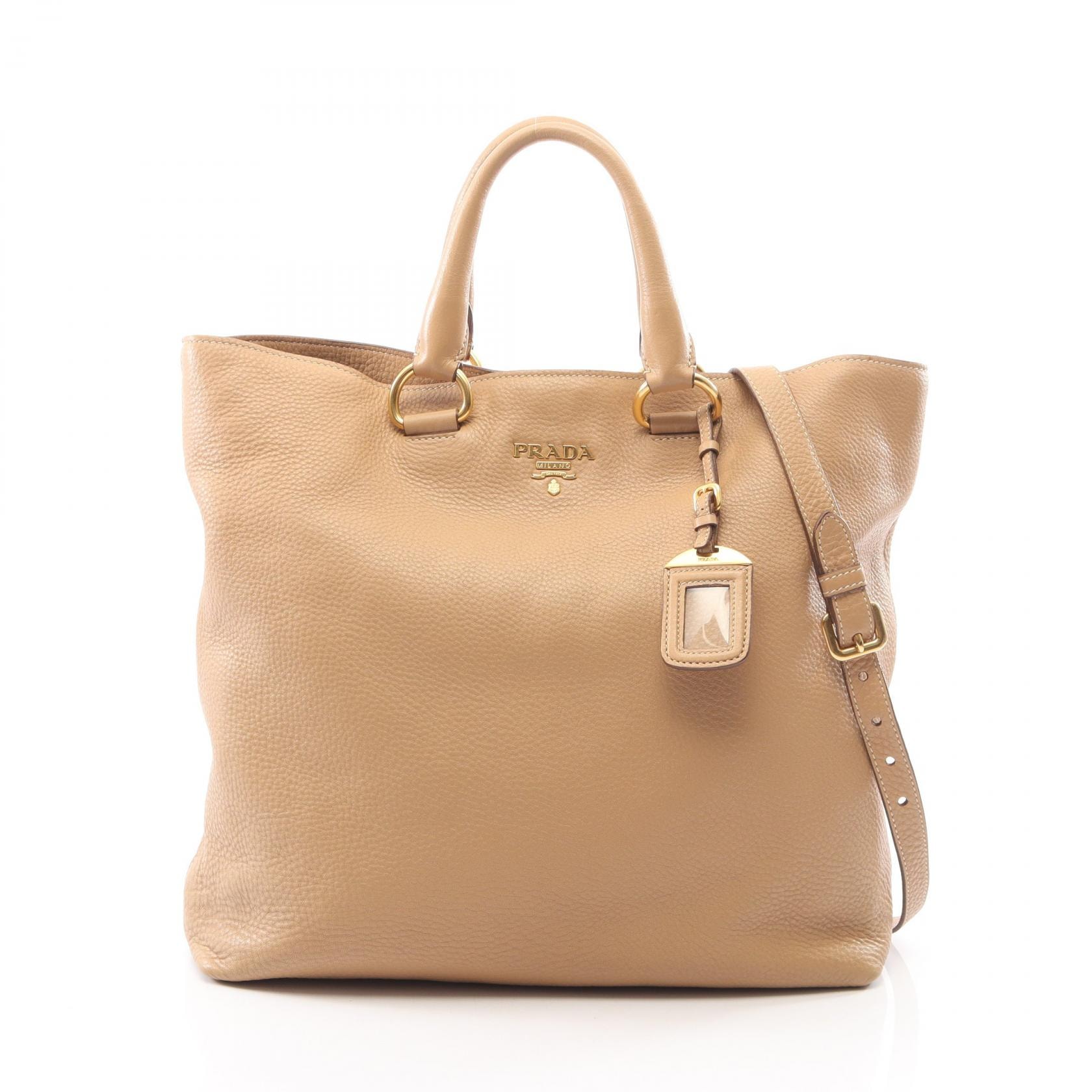 プラダ PRADA 2WAY トートバッグ バッグ レザー レディース ベージュ系 【中古】
