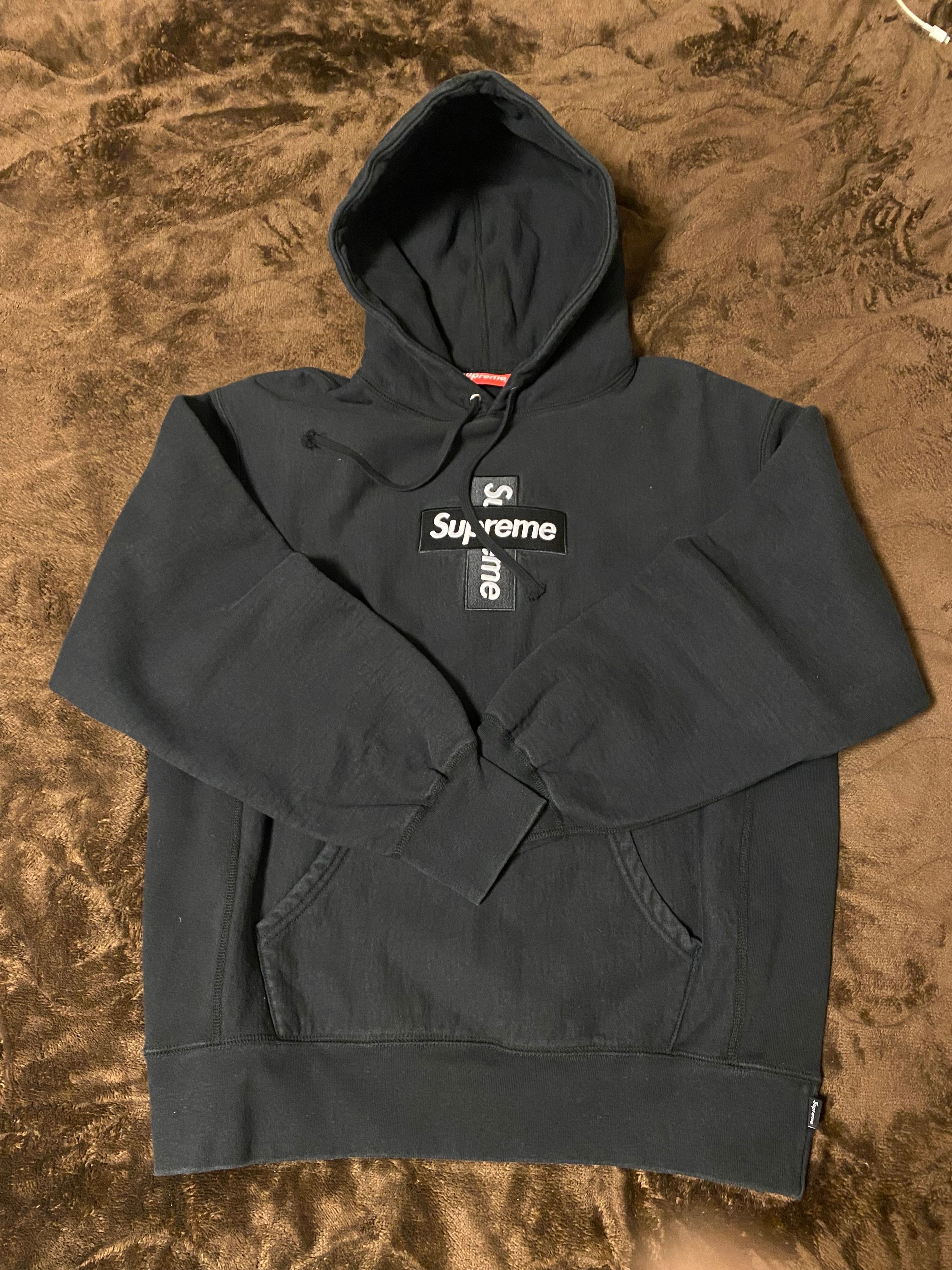 Supreme Cross Box Logo Hooded Sweatshirt "Black"