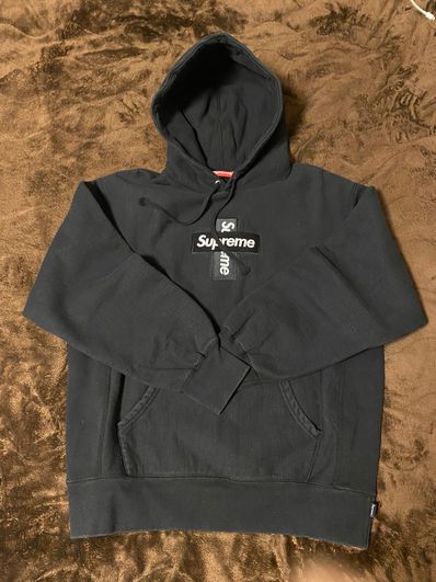 Supreme Cross Box Logo Hooded Sweatshirt "Black"