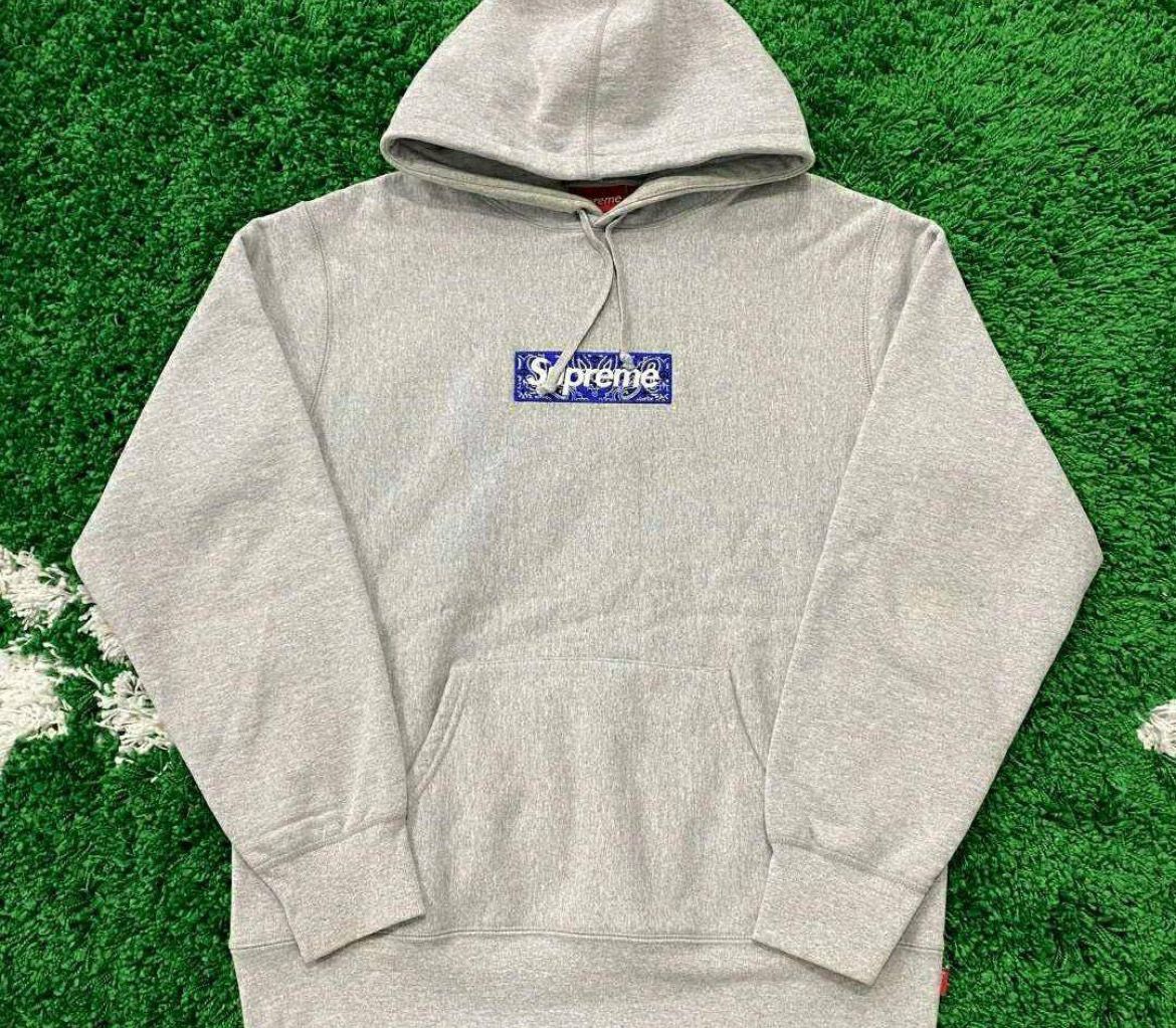 Supreme Bandana Box Logo Hooded Sweatshirt "Grey"