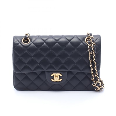 シャネル CHANEL マトラッセ Wフラップ ショルダーバッグ バッグ ラムスキン(羊革) レディース ブラック系 【中古】