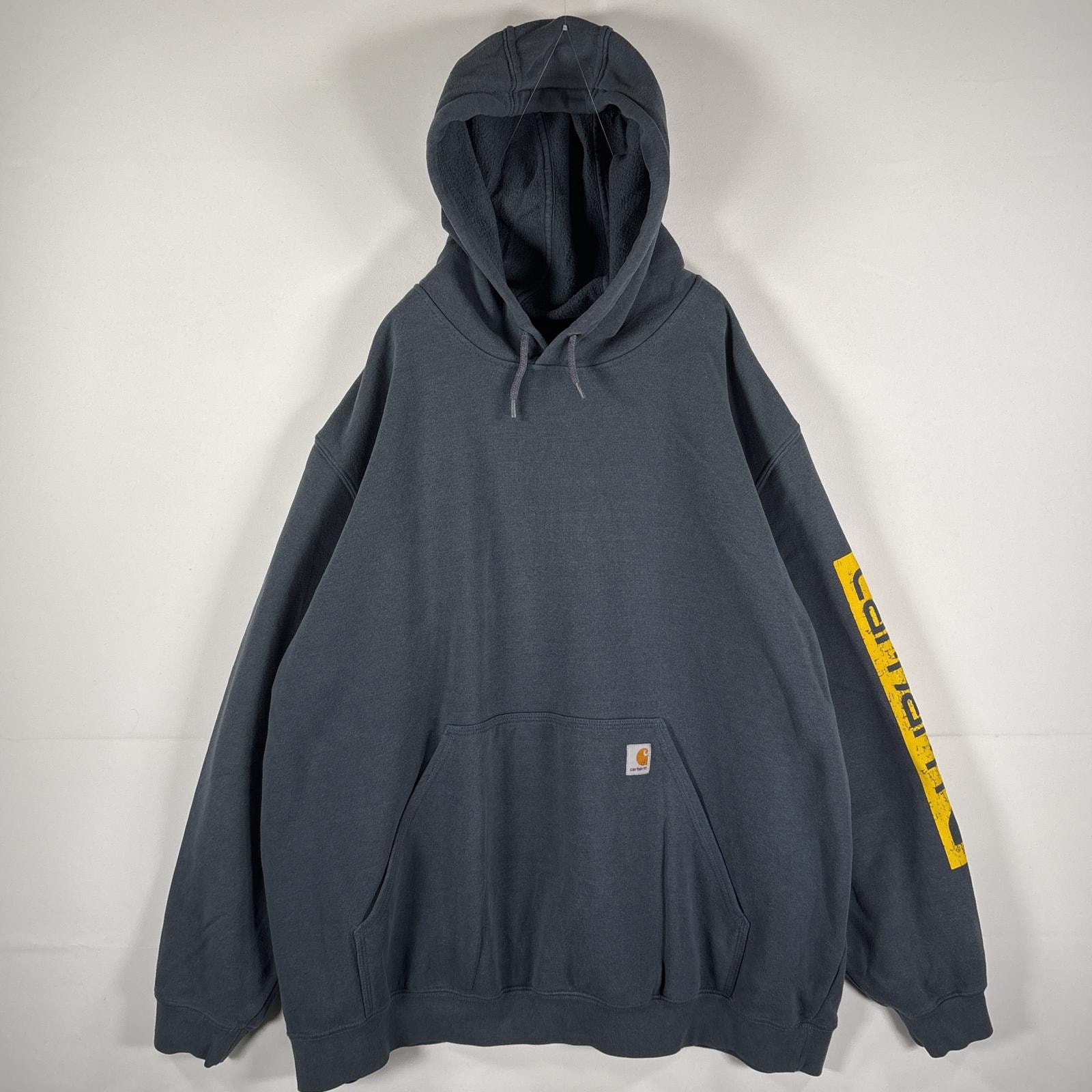 古着 カーハート Carhartt パーカー フーディー ワンポイントロゴ ラバープリント ORIGINAL FIT 14042  グレー系 メンズ