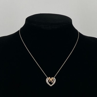 TIFFANY&Co.(ティファニー) ハートリボン Ag925/750 コンビネーション ネックレス 5.2g シルバー×ゴールド