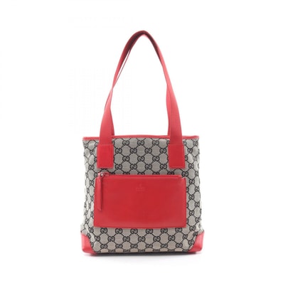 グッチ GUCCI GGキャンバス トートバッグ バッグ キャンバス レザー レディース ベージュ系 / レッド系 / ネイビー系 019 0402 【中古】
